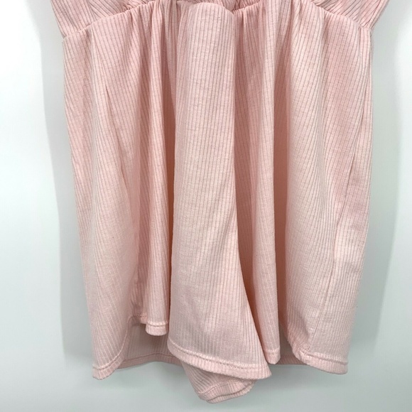 Ecote Romper Pink V Neck Ribbed Knit Surplice - Picture 8 of 11